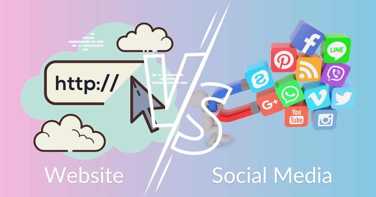 Graphic depicting Websites versus Social Media in a head-to-head battle
